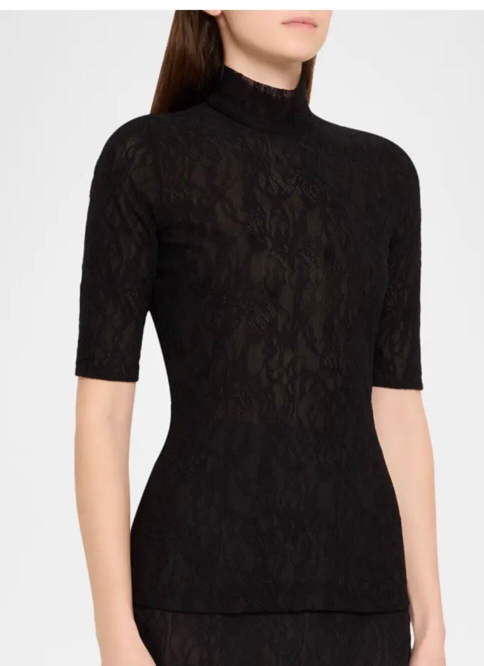 Stella McCartney Stretch Lace Top in Black XS